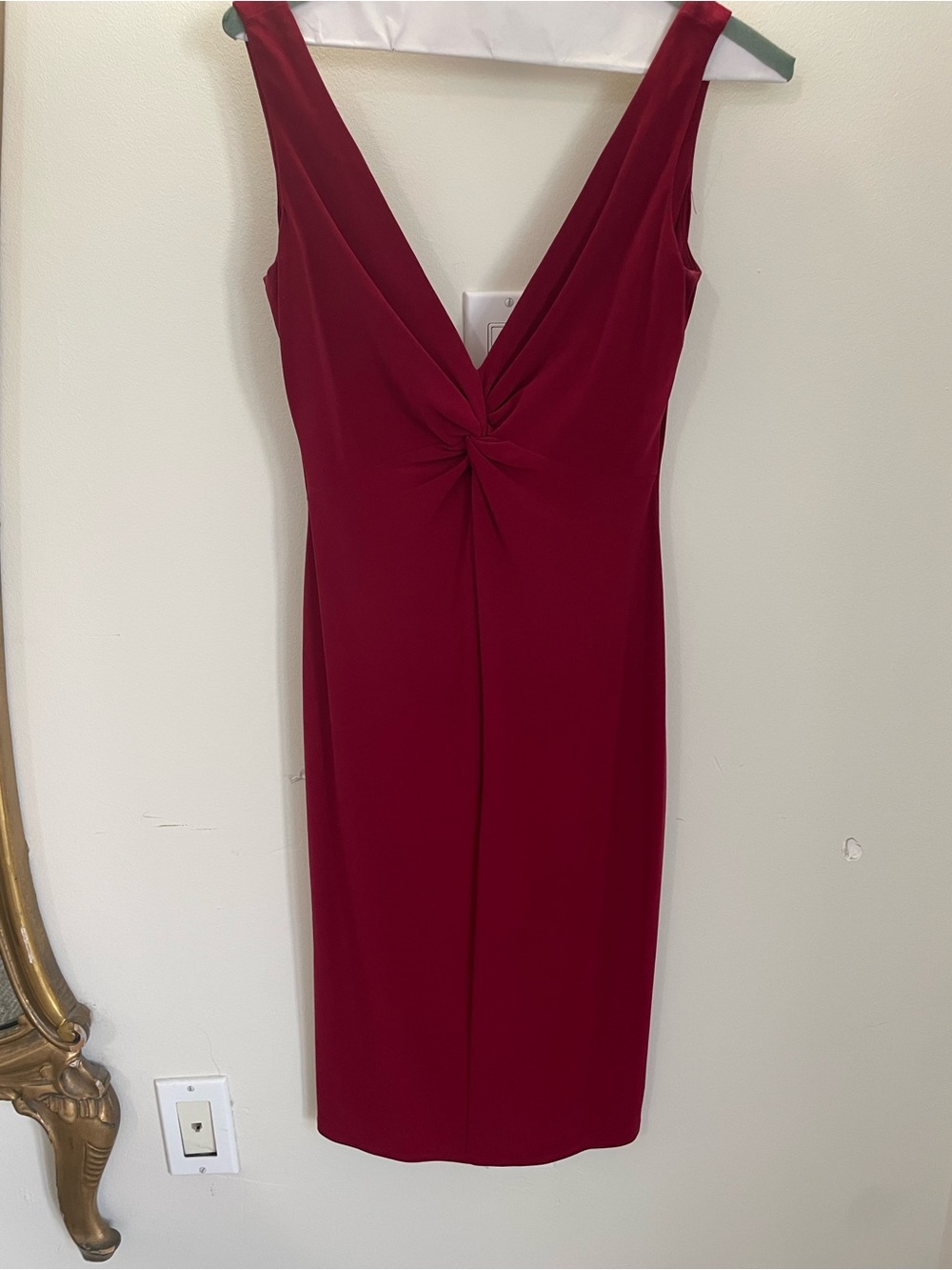 Lundry Shelli Segal Berry Red Twist-Front Midi Dress